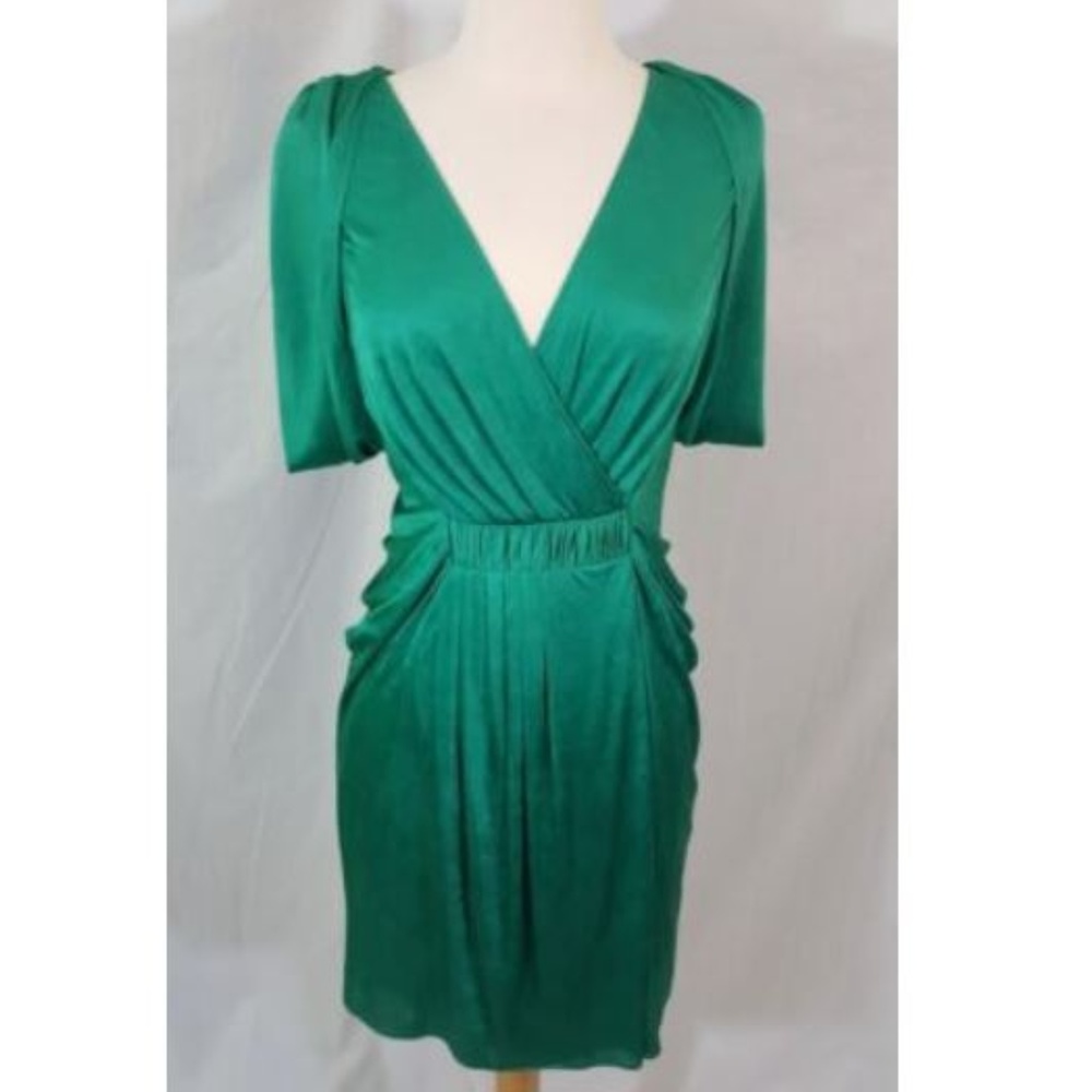 BCBG Runway Runway Jade Green Draped Dress sz XS
